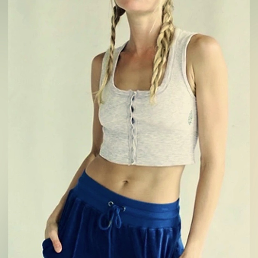 FP Movement by Free People Heathered Light Gray Cropped Tank